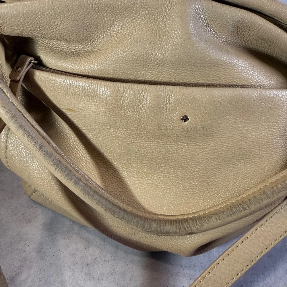 Kate Spade New York‎ Crossbody Bag Leather Satchel Purse Beige